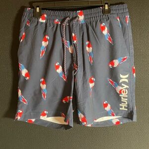 Hurley Navy Parrot Patterned Shorts